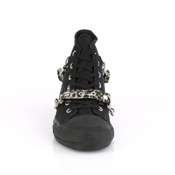 Demonia Men's Deviant-107 High Top Sneakers - Black Canvas D6918-30US Clearance